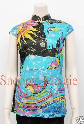 New Chinese Ladies Women Silk Horse Blouse Shirts Tops Gifts S M L XL 