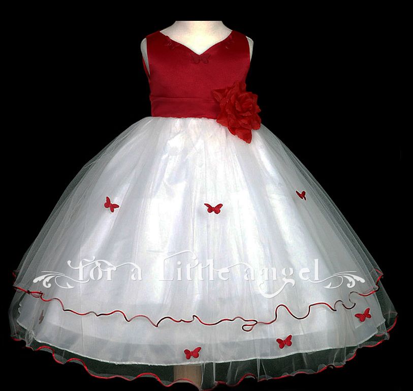 Apple red Baby Flower Girl Wedding Dress 600 size XS  