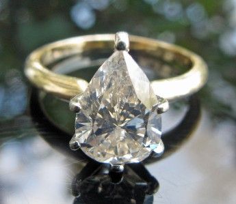 PEAR CUT 1.82CT SOLITAIRE DIAMOND ENGAGEMENT RING 14K YELLOW GOLD SIZE 