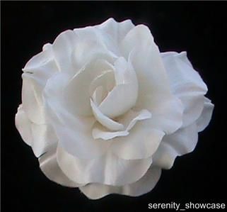 WHITE SILK ROSE FLOWER BRIDAL WEDDING HAIR CLIP 5  