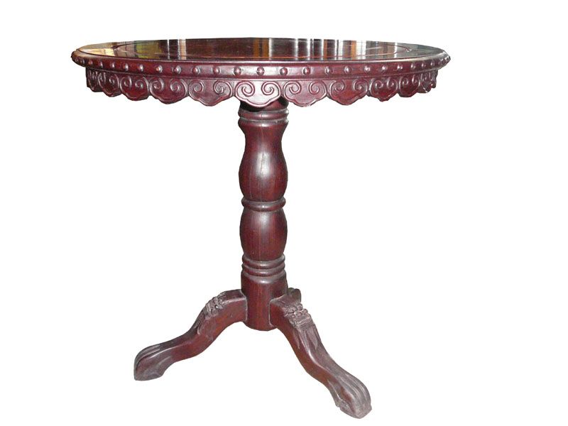 Chinese Oriental Burl Wood Round Pedestal Table s2217  