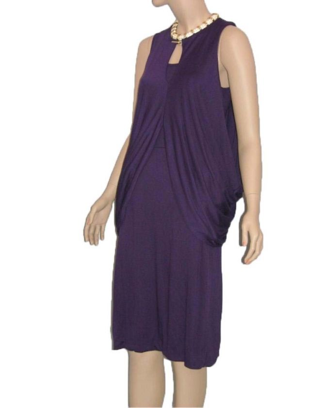 ELEGANT GIVENCHY PARIS PURPLE JERSEY DRAPE DRESS M NEW  