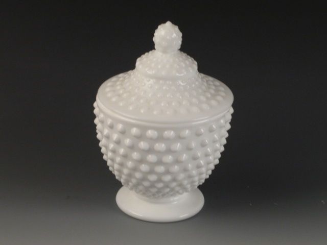   Hobnail White Milk Glass Lot Relish Dish Candy Jar Crimped Vase  