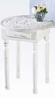 WHITE AGED CARVED,END TABLE,NIGHT STAND,  