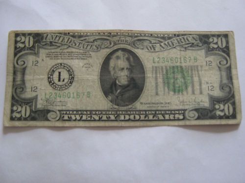 1934C Twenty Dollar Bill Federal Reserve Note L Series  