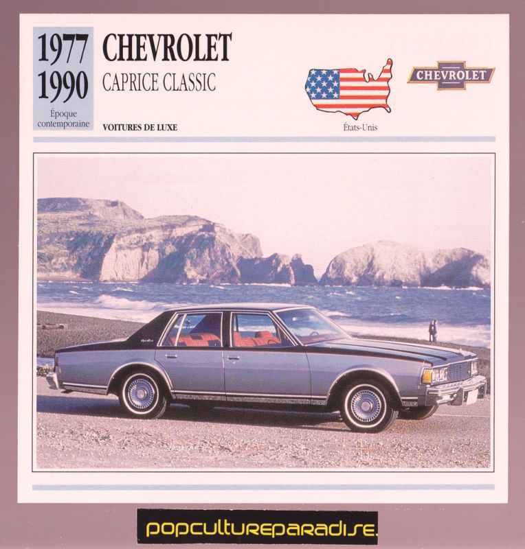 1977 1990 CHEVROLET CAPRICE CLASSIC Car SPEC PHOTO CARD  